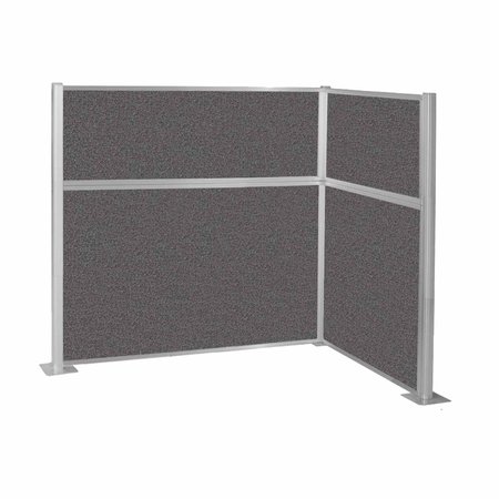 VERSARE Pre-Configured Hush Panel Cubicle (L Shape) 6' x 4' L-Build Charcoal Gray Fabric 1869707